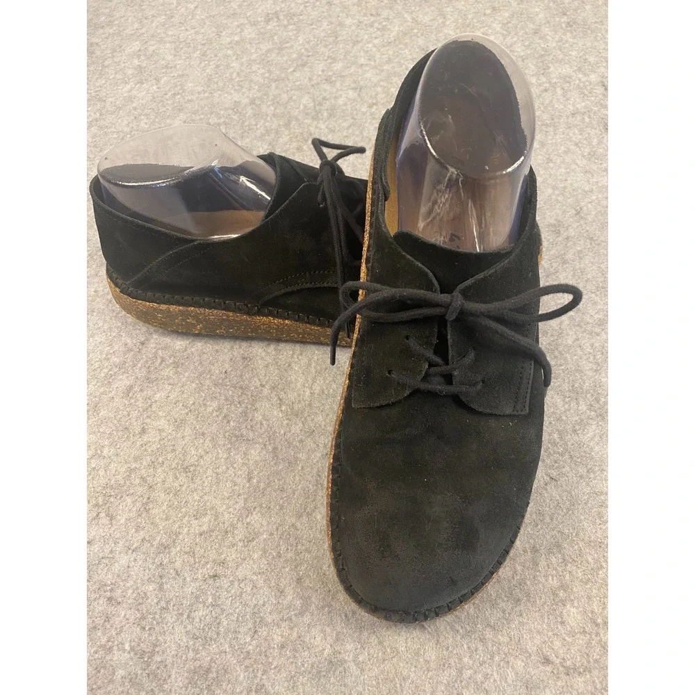 Birkenstock Gary Black Suede Lace Up Flat Oxfords Shoes Men 8 Women 10 EU 41